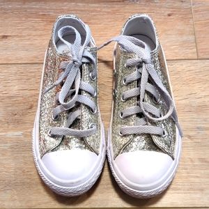 Converse Youth All Star Cons Ox Silver Glitter